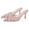 Pointed Toe Stiletto Heels Rhinestones Sexy Sandals Slippers - Pink Flock