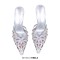 Pointed Toe Stiletto Heels Rhinestones Sexy Sandals Slippers - Silver Patent