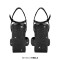 Square Toe Rhinestones Ankle Buckle Straps Chunky Heels Sandals - Black Faux Leather
