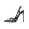 Pointed Toe Ankle Buckle Straps Stiletto Heels Leopard Sandals Pumps - Gray Patent