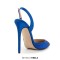 Pointed Toe Ankle Buckle Straps Stiletto Heels Sequins Glitters Sandals Pumps - Blue Sequined Cloth