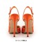 Pointed Toe Ankle Buckle Straps Stiletto Heels Sequins Glitters Sandals Pumps - Orange Sequined Cloth