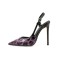 Pointed Toe Ankle Buckle Straps Stiletto Heels Leopard Sandals Pumps - Purple Patent