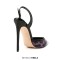 Pointed Toe Ankle Buckle Straps Stiletto Heels Leopard Sandals Pumps - Purple Patent