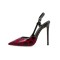 Pointed Toe Ankle Buckle Straps Stiletto Heels Leopard Sandals Pumps - Red Patent