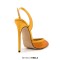 Pointed Toe Ankle Buckle Straps Stiletto Heels Sequins Glitters Sandals Pumps - Yellow Sequined Cloth