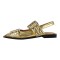Pointed Toe Slingback Buckle Straps Retro Comfortable Flats Shoes - Gold Patent