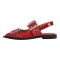 Pointed Toe Slingback Buckle Straps Retro Comfortable Flats Shoes - Red Patent
