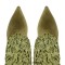 Stiletto Heels Pointed Toe Knee High Pleated Fold Over Booties - Green Flock