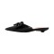 Pointed Toe Bow Decorated Mules Slippers Flats - Black Satin