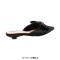 Pointed Toe Bow Decorated Mules Slippers Flats - Black Satin