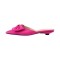 Pointed Toe Bow Decorated Mules Slippers Flats - Black HotPink