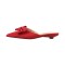 Pointed Toe Bow Decorated Mules Slippers Flats - Red Satin