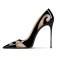 Pointed Toe Stiletto Heels Elegant Soft Sheepskin Pumps - Black Leather
