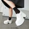 Square Toe Lace Up Platforms Gothic Punk Creepers Half Wedges Loafers - White Patent