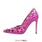 Pointed Toe Stiletto Heels Rhinestones Sexy Hollow Pumps - HotPink Patent