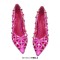 Pointed Toe Stiletto Heels Rhinestones Sexy Hollow Pumps - HotPink Patent