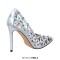 Pointed Toe Stiletto Heels Rhinestones Sexy Hollow Pumps - Silver Patent