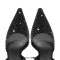 Pointed Toe Rhinestones Kitten Heels Slingback Sandals - Black Sequined Cloth