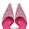 Pointed Toe Rhinestones Kitten Heels Slingback Sandals - HotPink Sequined Cloth