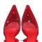 Pointed Toe Rhinestones Kitten Heels Slingback Sandals - Red Sequined Cloth