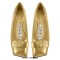Square Toe Ankle Buckle Crystal T Straps Retro Ribbon Shoes - Gold Faux Leather