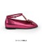 Square Toe Ankle Buckle Crystal T Straps Retro Ribbon Shoes - HotPink Faux Leather
