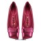 Square Toe Ankle Buckle Crystal T Straps Retro Ribbon Shoes - HotPink Faux Leather