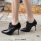 Pointed Toe Stiletto Heels Lace Up Vintage Loafers Shorts Booties - Black Faux Leather