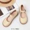Round Toe Cute Oxford Casual Office Walking Comfortable Mary Janes Flats - Apricot Faux Leather