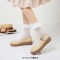 Round Toe Cute Oxford Casual Office Walking Comfortable Mary Janes Flats - Apricot Faux Leather