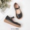 Round Toe Cute Oxford Casual Office Walking Comfortable Mary Janes Flats - Black Faux Leather
