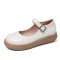 Round Toe Cute Oxford Casual Office Walking Comfortable Mary Janes Flats - White Faux Leather