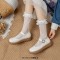 Round Toe Cute Oxford Casual Office Walking Comfortable Mary Janes Flats - White Faux Leather