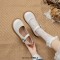Round Toe Cute Oxford Casual Office Walking Comfortable Mary Janes Flats - White Faux Leather