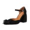 Pointed Toe Chunky Heels Mary Janes Classic Elegant Sandals - Black Fabric