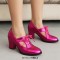 Pointed Toe Chunky Heels Lace Up Party Dance Club Style Summer Loafers Pumps - Rose Faux Leather