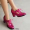 Pointed Toe Chunky Heels Lace Up Party Dance Club Style Summer Loafers Pumps - Rose Faux Leather