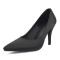 Pointed Toe Stiletto Heels Classic Pumps - Black Satin
