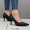 Pointed Toe Stiletto Heels Classic Pumps - Black Satin