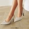 Pointed Toe Stiletto Heels Classic Pumps - Champagne Satin