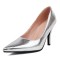Pointed Toe Stiletto Heels Classic Pumps - Silver Faux Leather