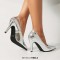 Pointed Toe Stiletto Heels Classic Pumps - Silver Faux Leather