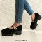 Round Toe Mary Janes Chunky Heels Platforms Fluffy Pumps - Black Plush Wool