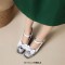 Square Toe Bowtied Mary Janes Chunky Heels Low Platforms Flower Print Pumps - Black Patent