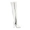 Peep Toe Stiletto Heels Crosstied Lace Up Over The Knees Thigh High Side Zipper Booties - White Patent