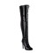 Peep Toe Stiletto Heels Lace Up Over The Knees Thigh High Back Zipper Booties - Black Patent