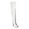 Peep Toe Stiletto Heels Lace Up Over The Knees Thigh High Back Zipper Booties - White Patent
