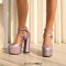 Round Toe Platforms Double Mary Janes Straps Back Zipper Vintage Style Chunky Heels Sandals - Pink Faux Leather