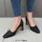 Pointed Toe Chunky Heels Shimmer Glitters Pumps - Black Microfiber